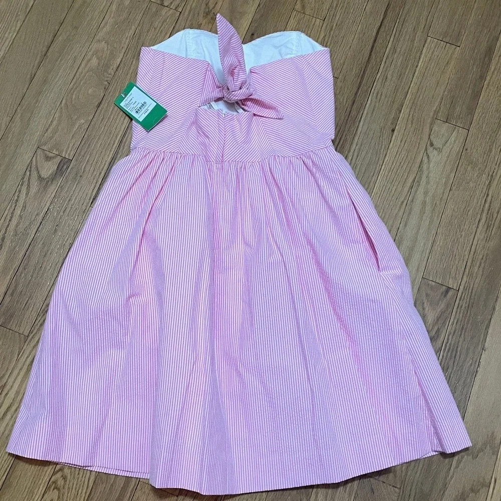 Lilly Pulitzer Richelle Dress Women 4 Pink White Seersucker Strapless Preppy NWT - Picture 4 of 6